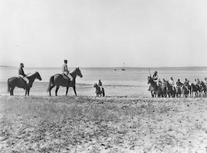 StateLibQld 1 85500 Participants of a re-enactment on horseback in Bowen, 1951